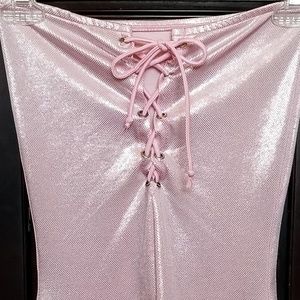 Baby pink shimmery mini dress